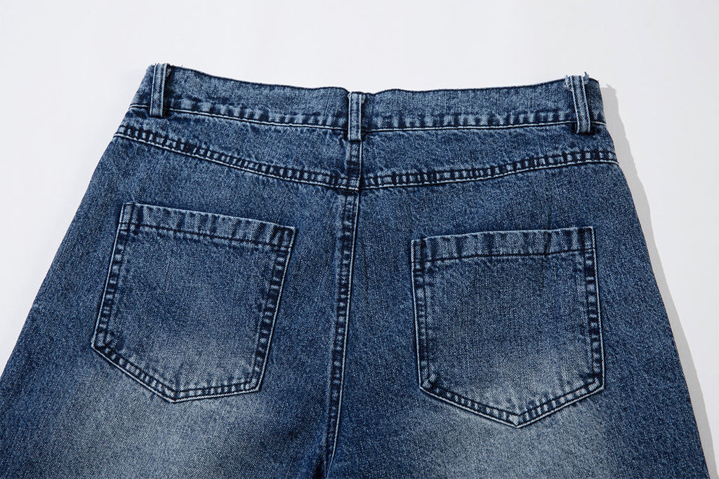 New high street trend thorn print washed jeans