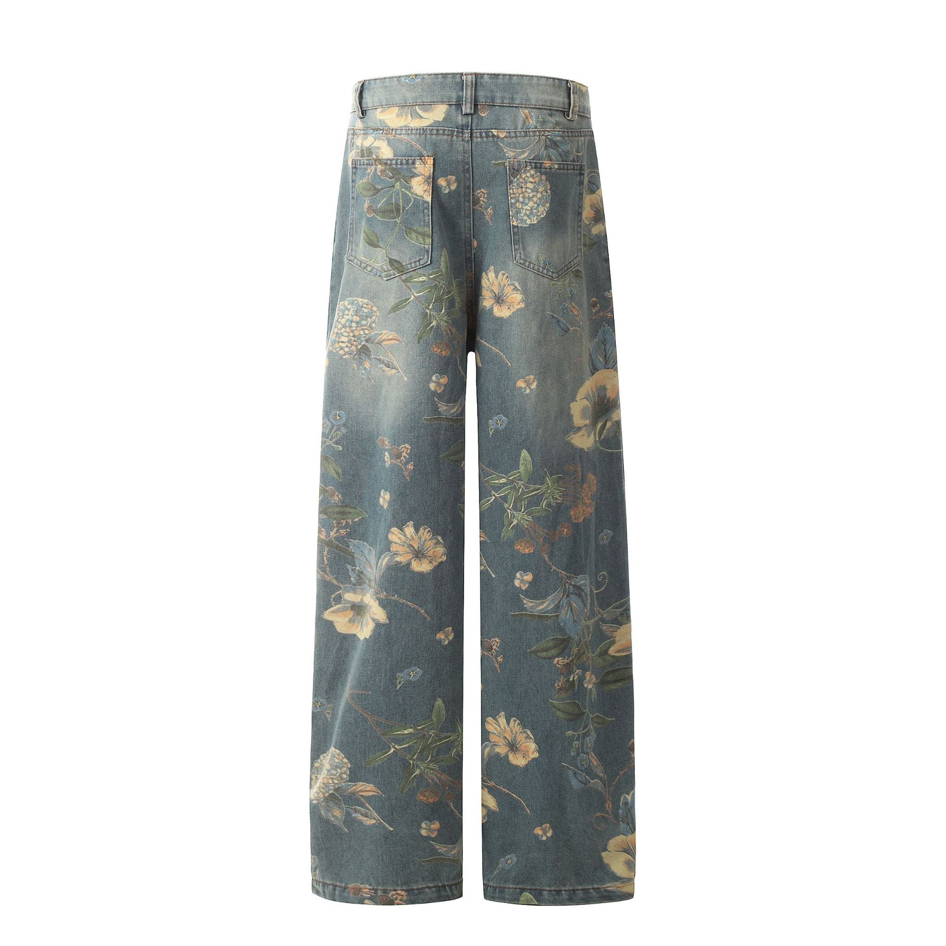 New Vintage Floral Print Flared Pants