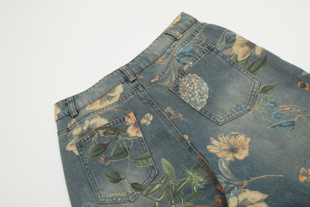 New Vintage Floral Print Flared Pants
