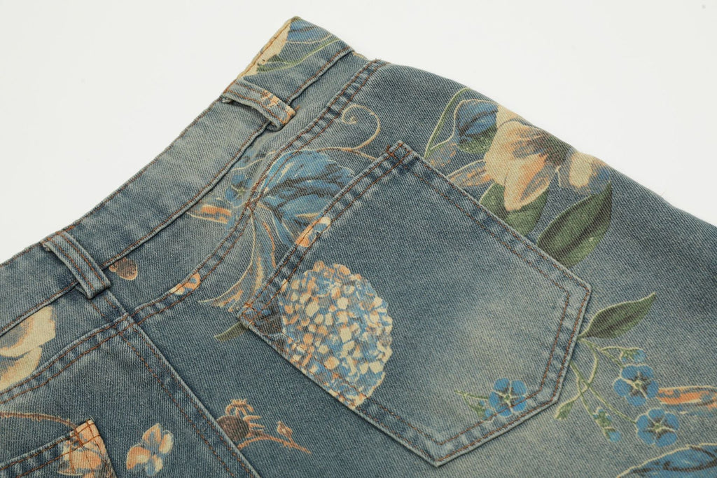 New Vintage Floral Print Flared Pants